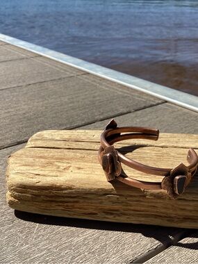 Copper and Sea Glass Cuff Bracelet